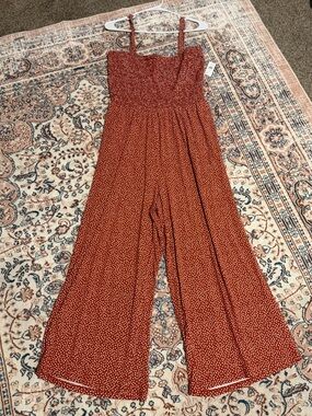 Old Navy Rust Red Polka Dot Cropped Wide-Leg Jumpsuit